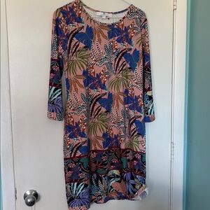 Jean-Pierre Klifa Paris size large, Daphne Tropical Print Dress with 3/4 Sleeves